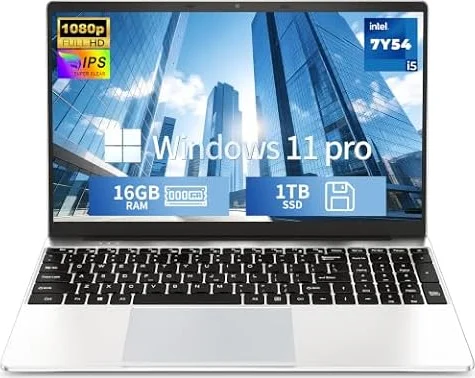 HILLSUSU 2026 Flagship 15.6" Business Laptop Computer, 16GB RAM 1TB SSD, Core i5-7Y54(Up to 3.2GHz), Windows 11 Pro, Fan Cooling, 2-Year Warranty, Portable Traditional Lap Top for Students & Work