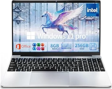 2026 Laptop Computer, 15.6 Inch Windows 11 Pro Laptops with Office 365, 8GB RAM 256GB SSD, Traditional Portable Lap top with Core M3 Processor and Built-in Cooling System for Business & Students