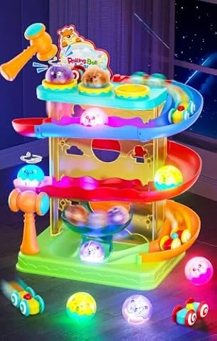 2-in-1 Ball Drop & Car Ramp Race Track Montessori Toy for Toddlers Ages 1-5