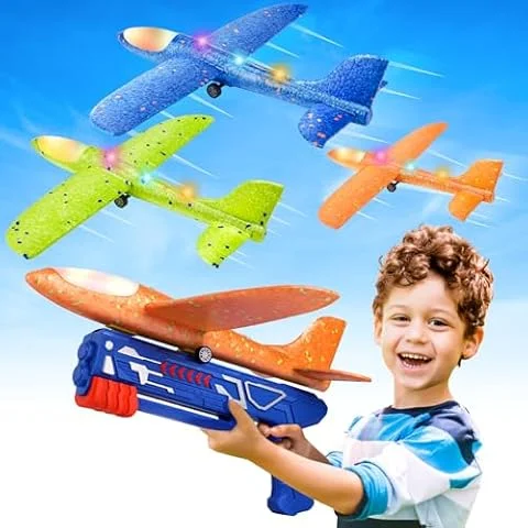 Fuwidvia 3 Pack Airplane Launcher Toys, 13.2'' LED Foam Glider