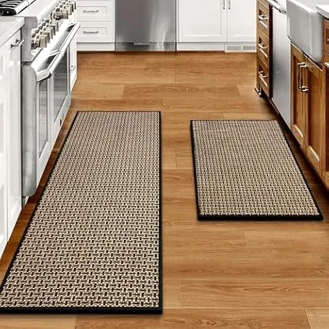 eqivei Kitchen Rugs Non Slip Washable 2-Piece Kitchen Mats for Floor, Black