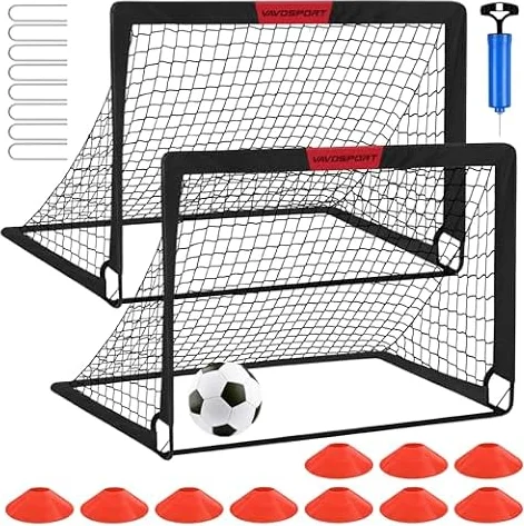 VAVOSPORT Kids Soccer Goals for Backyard Set of 2,Soccer Training Equipment